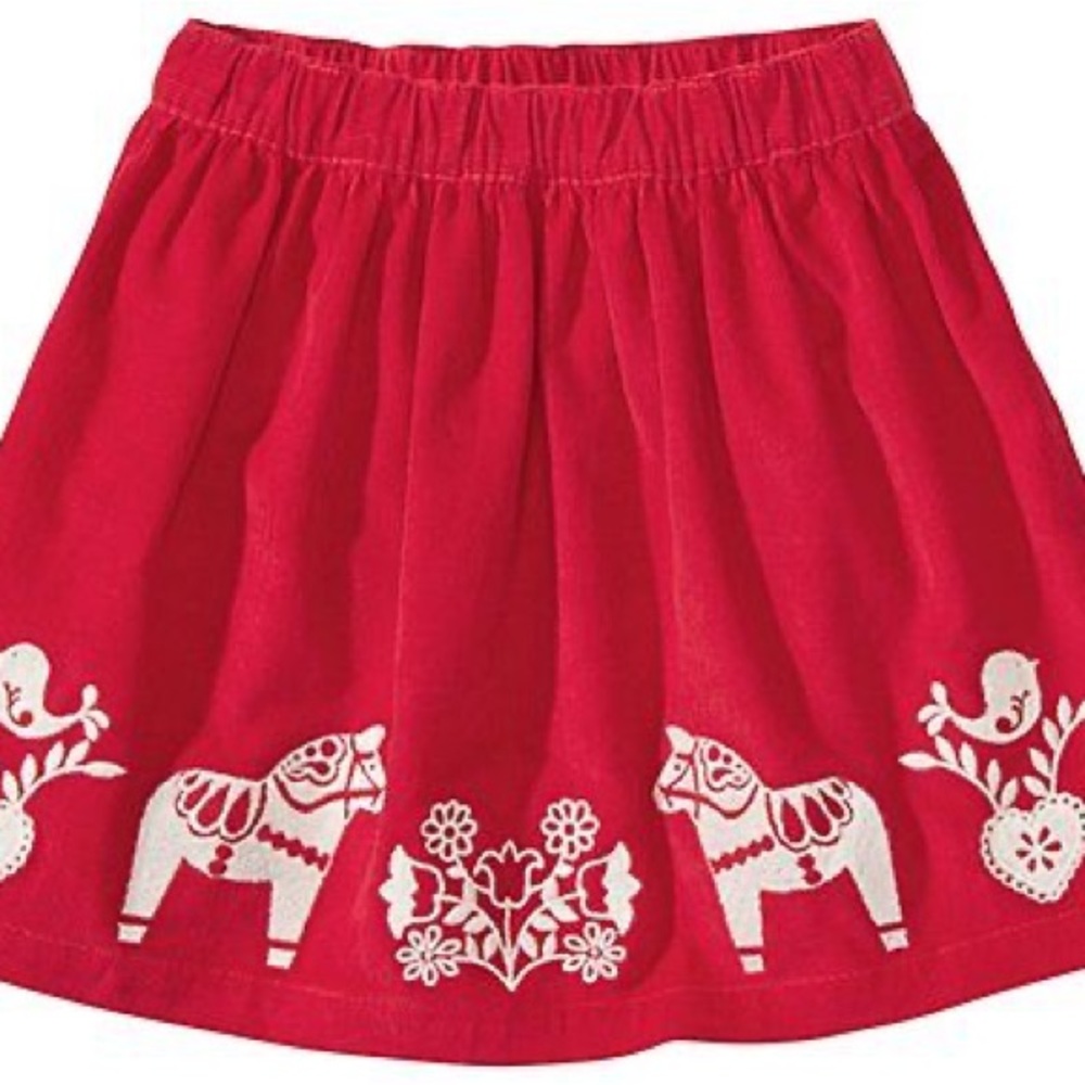 Hanna Andersson Dala Horse Corduroy Skirt - 140